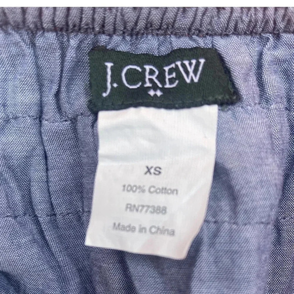 J. Crew Cotton Lucca Chambray Tiered Ruffle Mini Skirt Neon Waistband Size XS - Picture 5 of 6